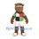 Bear Mascot Costume in Brown with Red Green and Black Sports Shirt