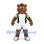 Bear Mascot Costume in Brown with White Sports Shirt and Green Sleeves