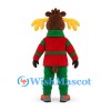 Moose Mascot Costume in Red and Green Winter Jacket with Green Trousers
