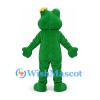 Frog Mascot Costume in Green with Gold Crown and Yellow Belly