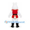 Polar Bear Mascot Costume in Red and Gold Pirate Vest with White Shirt