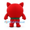 Monster Mascot Costume in Red with Pointed Ears and Large Grinning Teeth