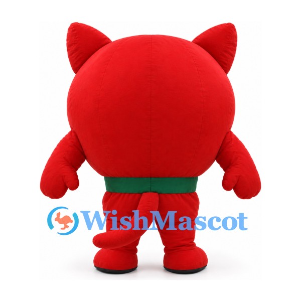 Monster Mascot Costume in Red with Pointed Ears and Large Grinning Teeth