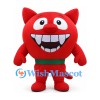 Monster Mascot Costume in Red with Pointed Ears and Large Grinning Teeth