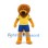 Lion Mascot Costume in Gold with Yellow Shirt and Blue Sports Shorts
