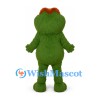 Monster Mascot Costume in Green with Large Tooth Smile and Brown Hair