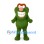 Monster Mascot Costume in Green with Large Tooth Smile and Brown Hair