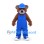 Bear Mascot Costume in Brown with Blue Overalls and Cap