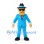 Secret Agent Mascot Costume in Blue Suit with Black Hat and Sunglasses