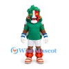 Parrot Mascot Costume in Green with White Shorts and Multicolor Feather Details