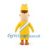 Man Mascot Costume with Mustache Yellow Uniform and White Sash