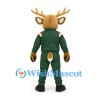 Deer Mascot Costume in Brown with Dark Green Tracksuit