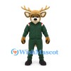 Deer Mascot Costume in Brown with Dark Green Tracksuit