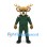 Deer Mascot Costume in Brown with Dark Green Tracksuit