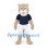 Cougar Mascot Costume in Cream with Navy Shirt and White Shorts