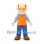 Farmer Mascot Costume with Orange Apron Plaid Shirt and Blue Trousers