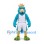Bird Mascot Costume in Teal with White Basketball Uniform and Green Feet