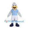 Bird Mascot Costume in Gray with Light Blue Shirt and White Sports Shorts