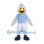 Bird Mascot Costume in Gray with Light Blue Shirt and White Sports Shorts