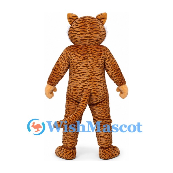 Tiger Mascot Costume in Brown with Fine Stripes and White Chest