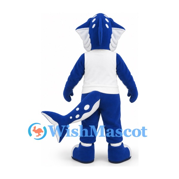 Manta Ray Mascot Costume in Blue and White with Spotted Fins