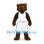 Bear Mascot Costume in Brown with White Basketball Uniform and Green Trim
