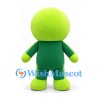 Frog Character Mascot Costume in Lime and Dark Green with Square Chest Panel