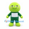 Frog Character Mascot Costume in Lime and Dark Green with Square Chest Panel