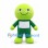 Frog Character Mascot Costume in Lime and Dark Green with Square Chest Panel