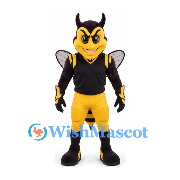 Wasp Mascot Costume in Yellow and Black with Detailed Wings