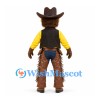 Cowboy Mascot Costume with Mustache Yellow Shirt and Brown Fringed Chaps