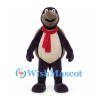 Turtle Mascot Costume in Dark Purple with Brown Shell and Red Scarf