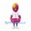 Monster Mascot Costume in Pink with Yellow Pigtails and White Baseball Jersey
