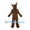 Kangaroo Mascot Costume in Dark Brown with Upright Ears and Long Tail
