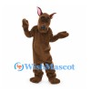 Kangaroo Mascot Costume in Dark Brown with Upright Ears and Long Tail