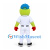 Frog Mascot Costume in Lime Green with White Baseball Uniform and Blue Cap