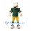 Polar Bear Mascot Costume in White with Green Football Jersey and Yellow Trousers