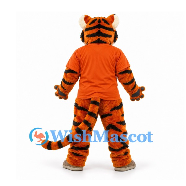Tiger Mascot Costume in Orange with Orange Hooded Shirt and Furry Legs