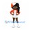 Girl Mascot Costume with Black Braids Orange Jacket and White Skirt