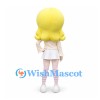 Girl Mascot Costume with Blonde Hair Cream Jacket and White Skirt
