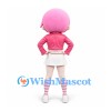 Girl Mascot Costume with Pink Bob Hair Pink Jacket and White Skirt