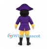 Pirate Mascot Costume in Purple and Yellow with Black Beard and Tricorn Hat
