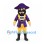 Pirate Mascot Costume in Purple and Yellow with Black Beard and Tricorn Hat