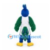 Peacock Mascot Costume in Blue and Green with White Sports Uniform