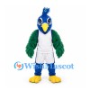 Peacock Mascot Costume in Blue and Green with White Sports Uniform