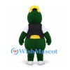 Monster Mascot Costume in Dark Green with Yellow Cap and Black Vest