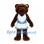 Bear Mascot Costume in Brown with White Cheerleader Dress and Blue Trim