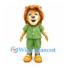 Lion Mascot Costume in Tan with Green Shirt and Matching Shorts