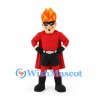 Flame Superhero Mascot Costume with Red Cape and Orange Fire Hair