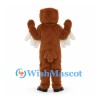 Owl Mascot Costume in Brown with White Belly and Large Round Eyes